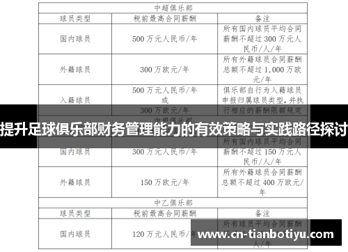 提升足球俱乐部财务管理能力的有效策略与实践路径探讨