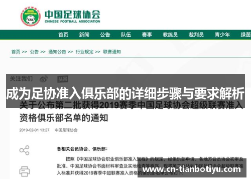成为足协准入俱乐部的详细步骤与要求解析